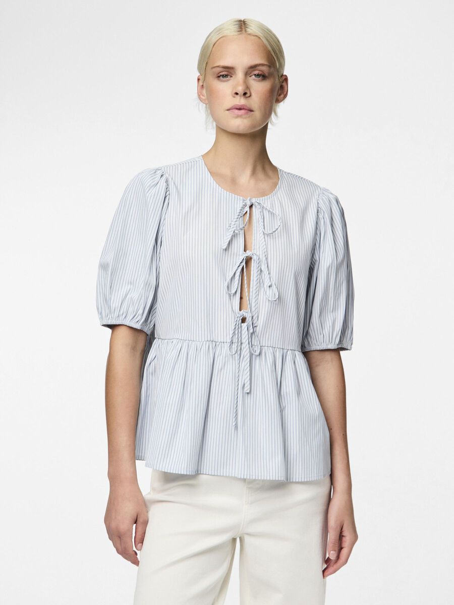 Pieces PCHOLLY KNYTNING TOPP MED PUFFÄRMAR, Faded Denim, highres - 17148925_FadedDenim_1154886_003.jpg