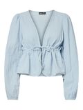 Pieces PCSASTINA MUSSELIN OBERTEIL MIT LANGEN ÄRMELN, Cashmere Blue, highres - 17156480_CashmereBlue_001.jpg