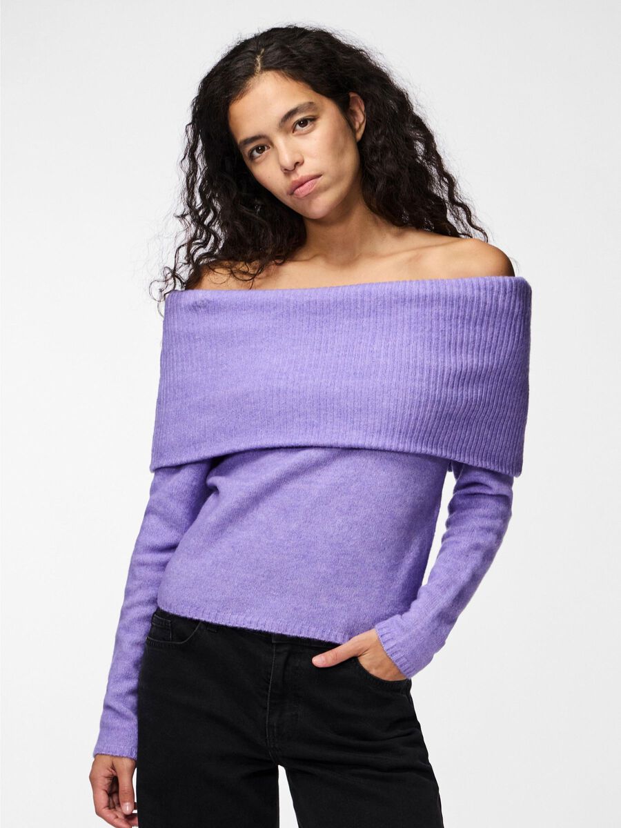Pieces PCRIKO OFF SHOULDER KNITTED JUMPER, Paisley Purple, highres - 17153014_PaisleyPurple_003.jpg