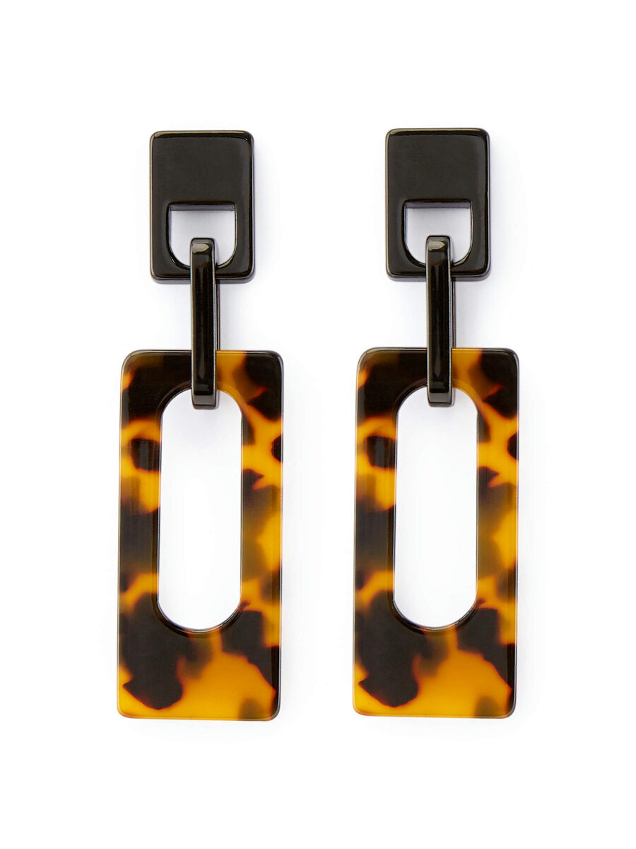 Pieces TORTOISESHELL FINISH DROP EARRINGS, Black, highres - 17098755_Black_001.jpg