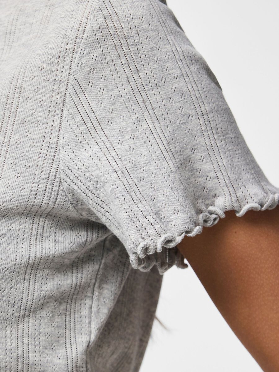 Carousel image - PCMARIE POINTELLE T-SHIRT, Light Grey Melange | 4