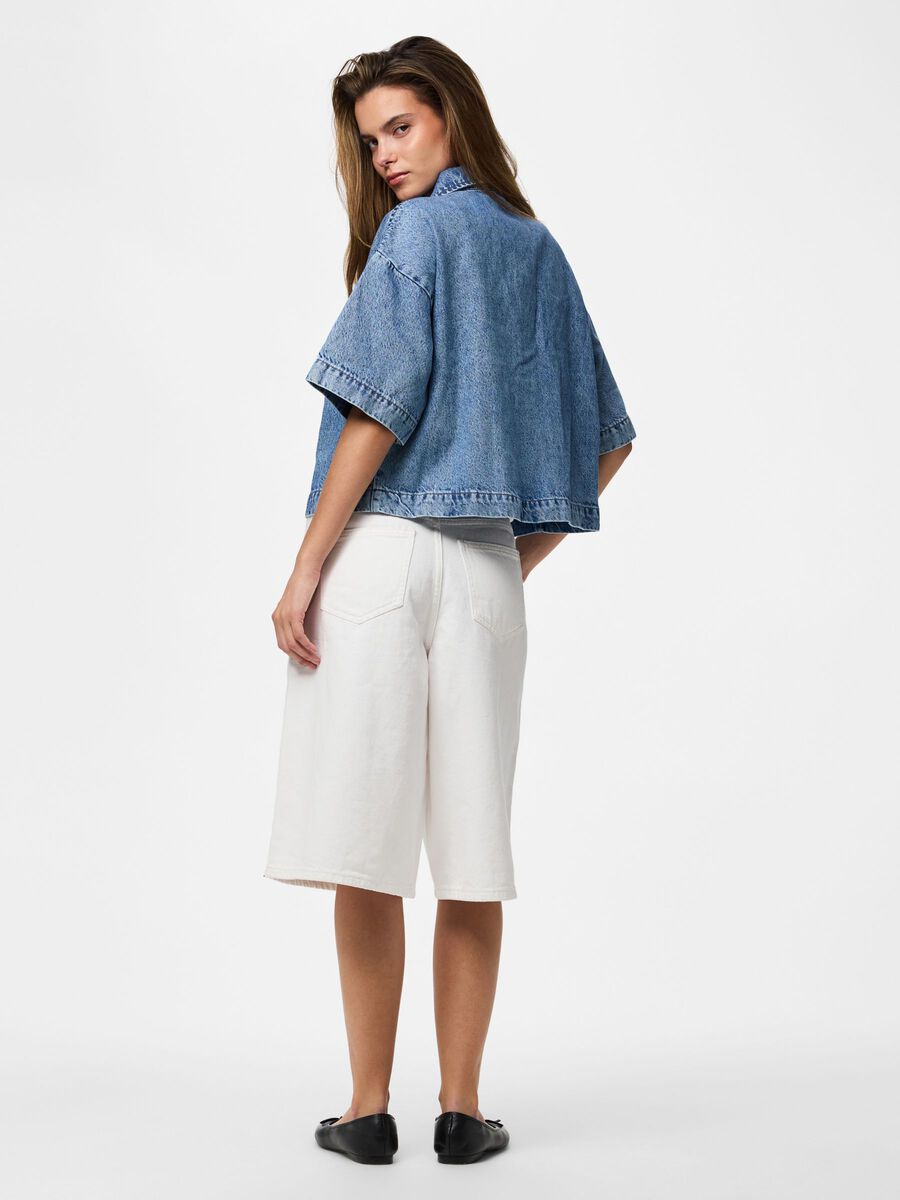 Product carousel image - PCSKY SHORT SLEEVED DENIM SHIRT, Medium Blue Denim | 2