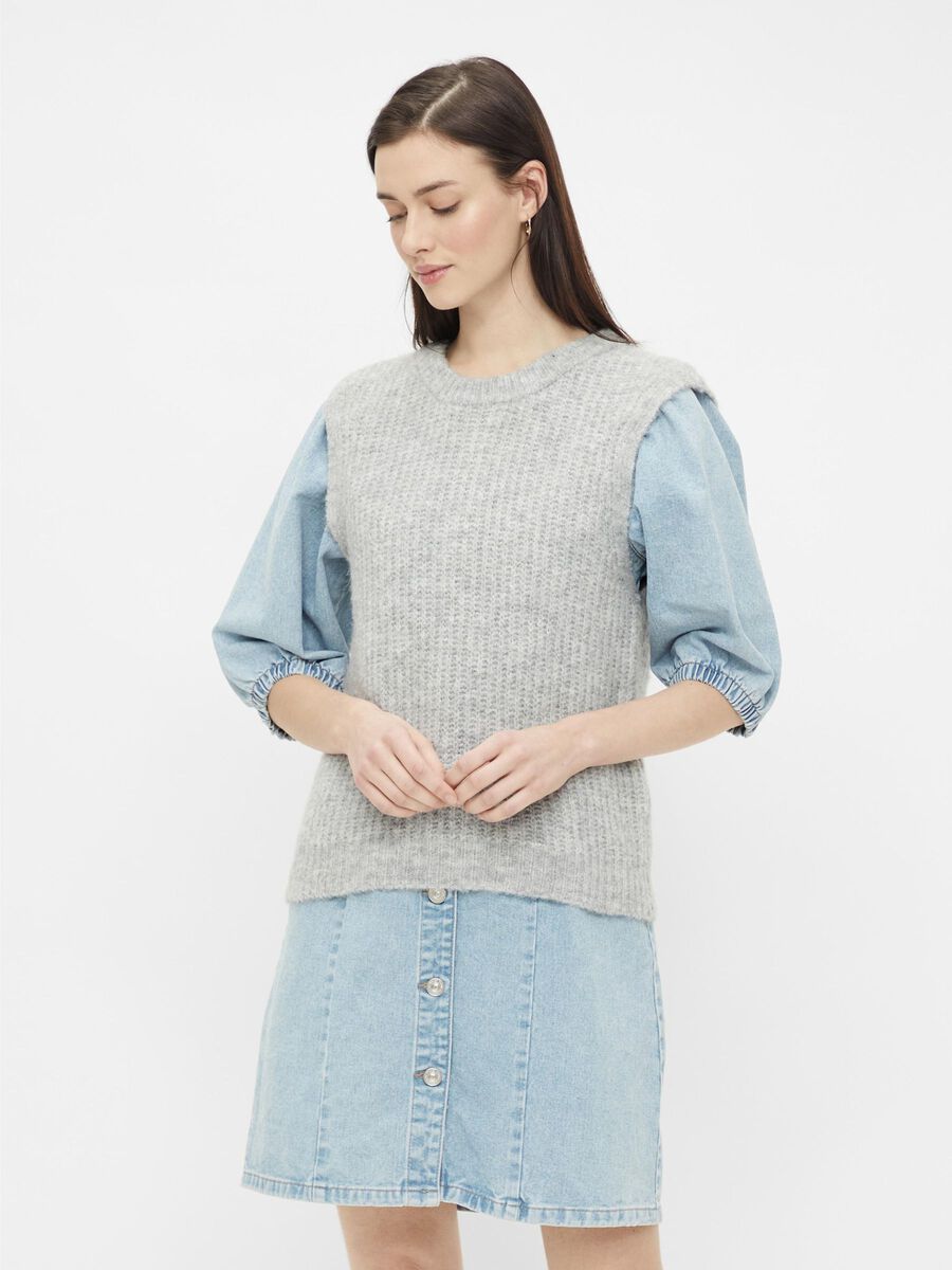 Pieces STRIKKET VEST, Light Grey Melange, highres - 17117579_LightGreyMelange_003.jpg