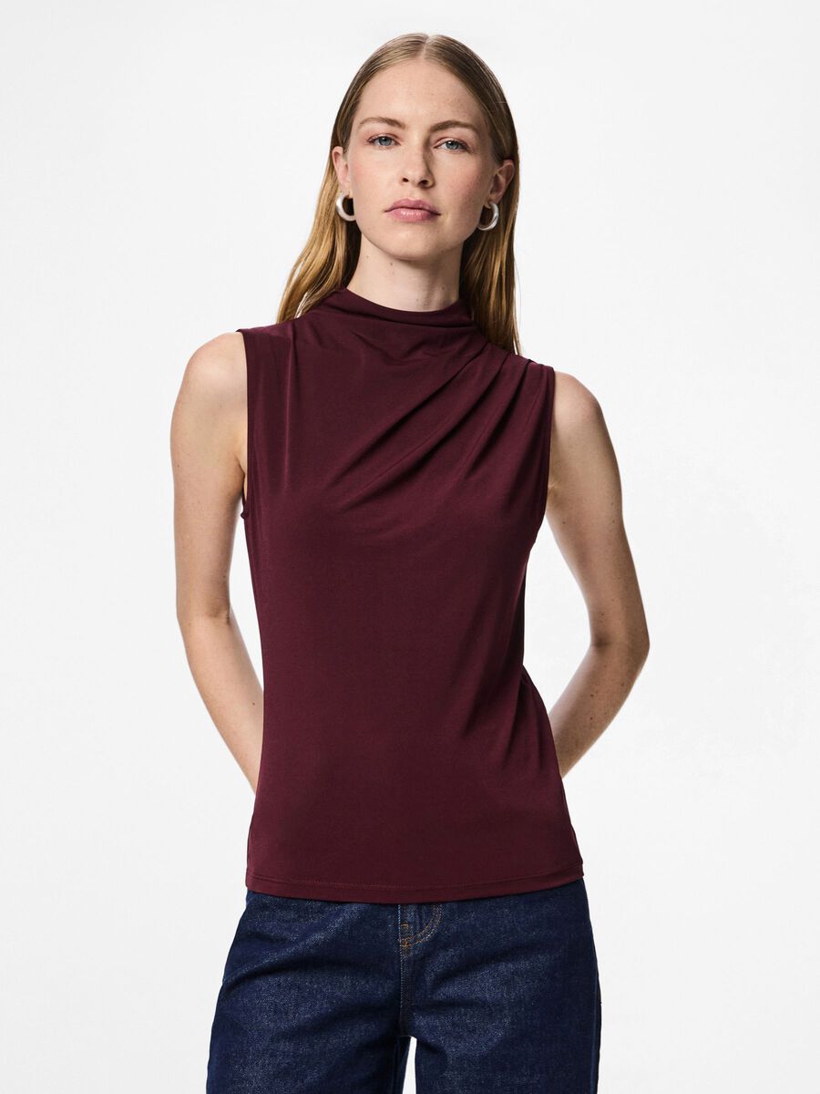 Carousel image - PCMADISON DRAPED  SLEEVELESS TOP, Winetasting | 1