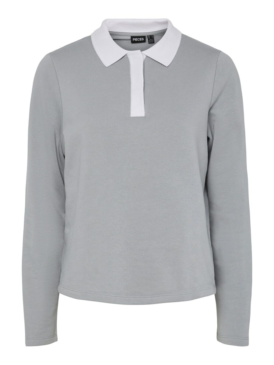 Pieces PCTINORI LONG-SLEEVED POLO, Silver Gray, highres - 17157398_SilverGray_1197474_001.jpg