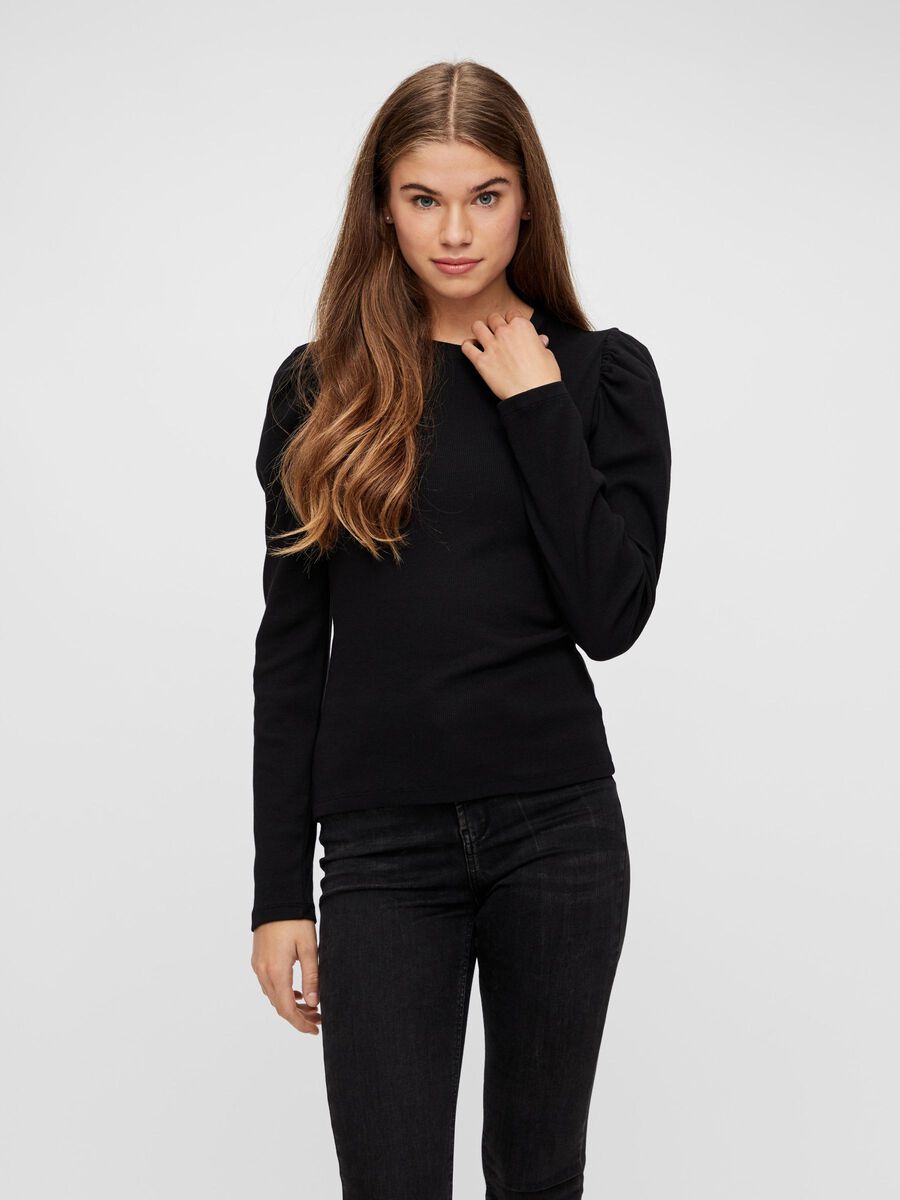 Pieces POFMOUW SHIRT MET LANGE MOUWEN, Black, highres - 17111987_Black_003.jpg