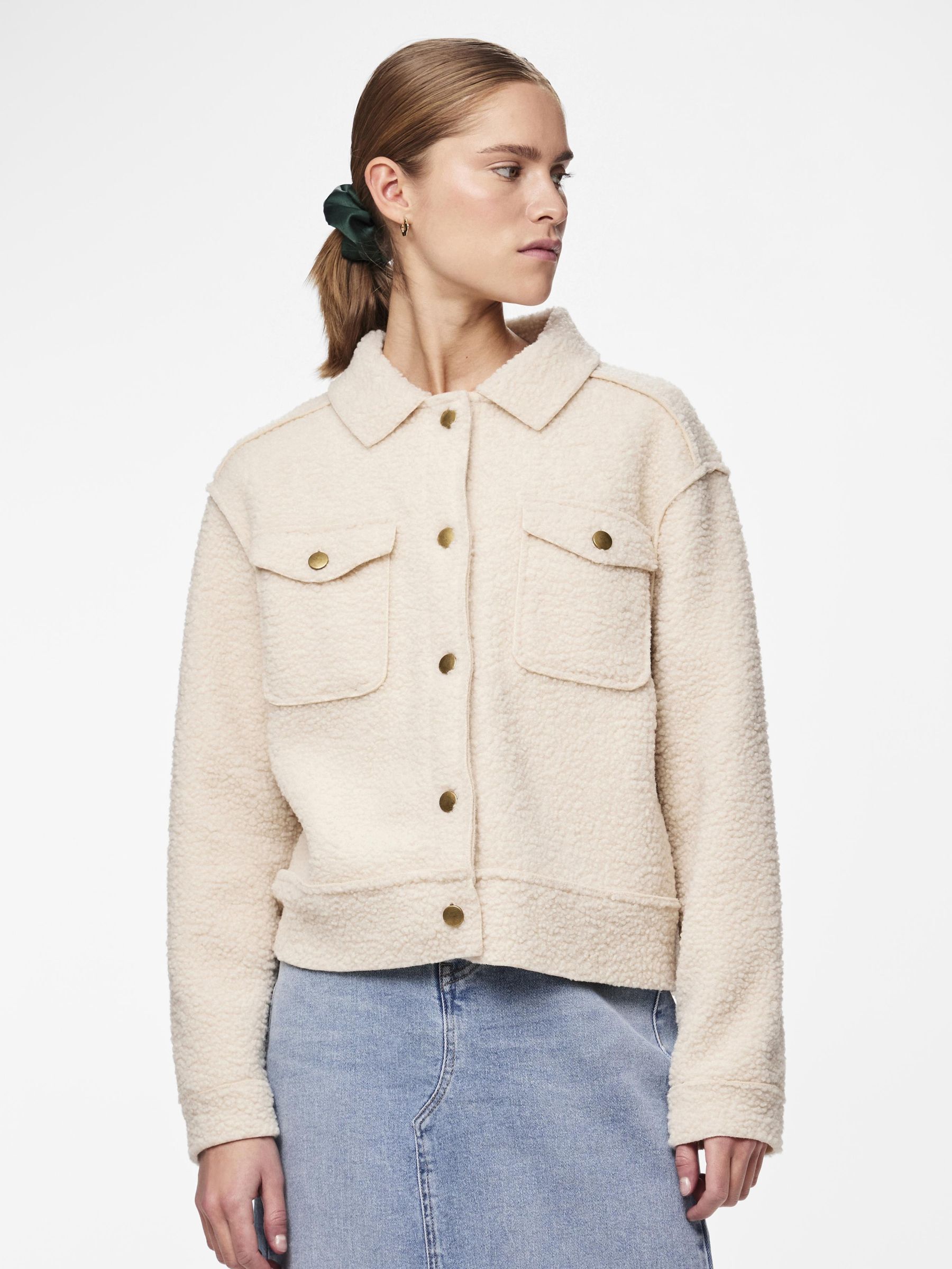 PCMARA TEDDY JACKET Beige PIECES Ireland