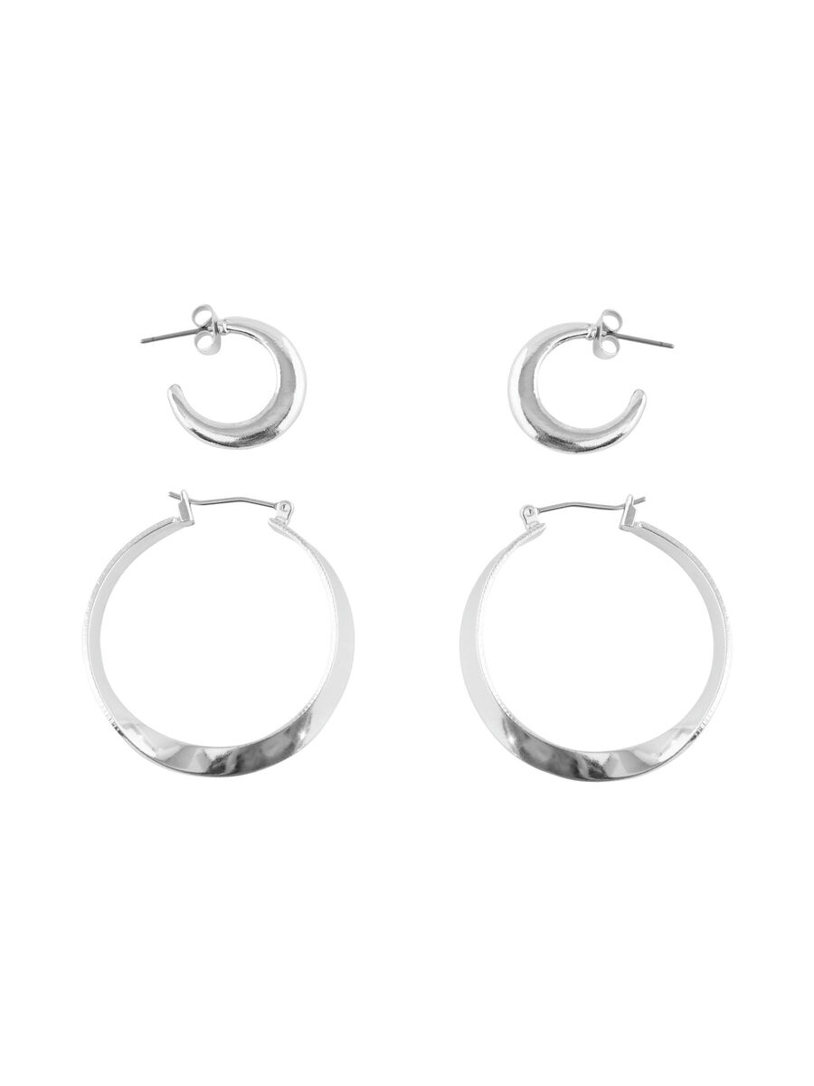 Pieces 2-PAK RINGE ØRERINGE, Silver Colour, highres - 17103967_SilverColour_770763_008.jpg