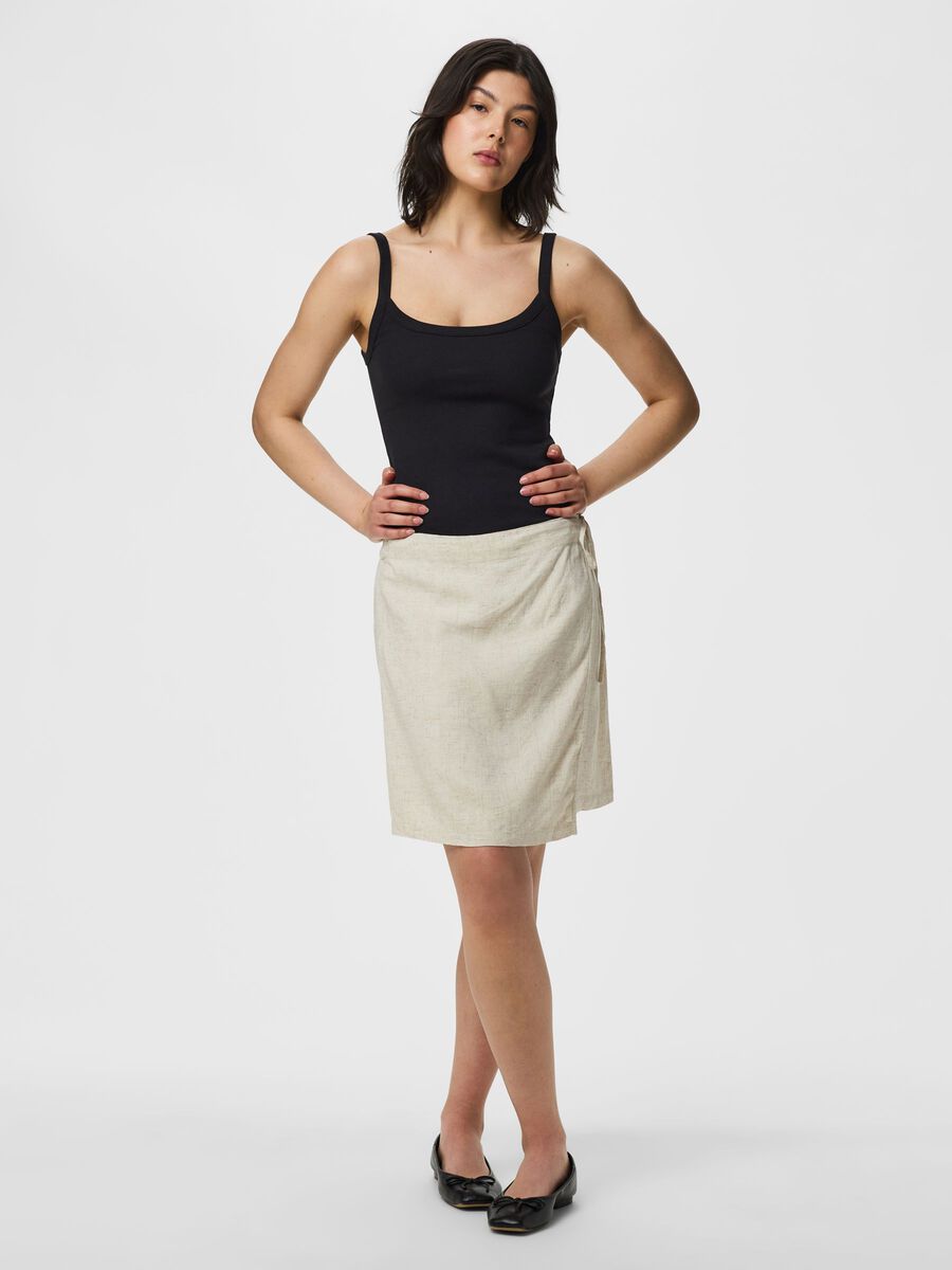 Carousel image - PCPIA MINI LINEN BLEND WRAP SKIRT, Birch | 3