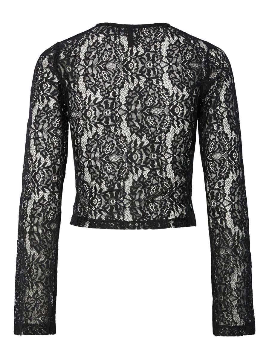 Pieces PCAMINA LACE LONG SLEEVED TOP, Black, highres - 17162270_Black_002.jpg