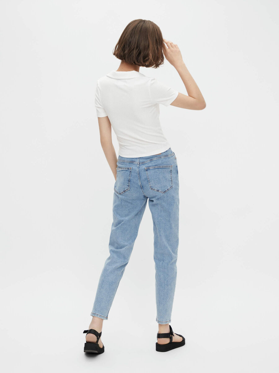 Pieces POLO-STYLE CROP TOP, Bright White, highres - 17121287_BrightWhite_004.jpg