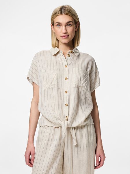 Pieces PCPIA SHORT SLEEVED SHIRT, Birch, highres - 17154736_Birch_1188946_003.jpg