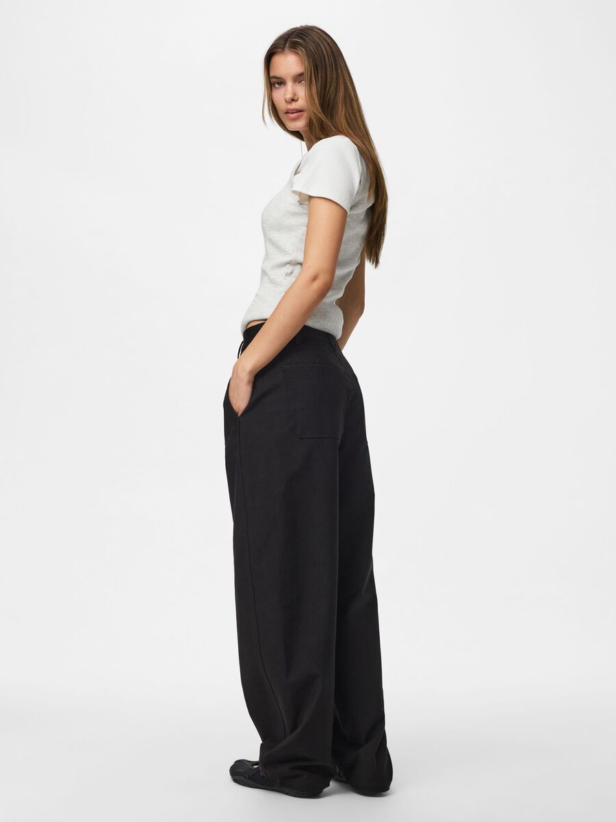 Product carousel image - PCRIKKE BARREL TROUSERS, Black | 2