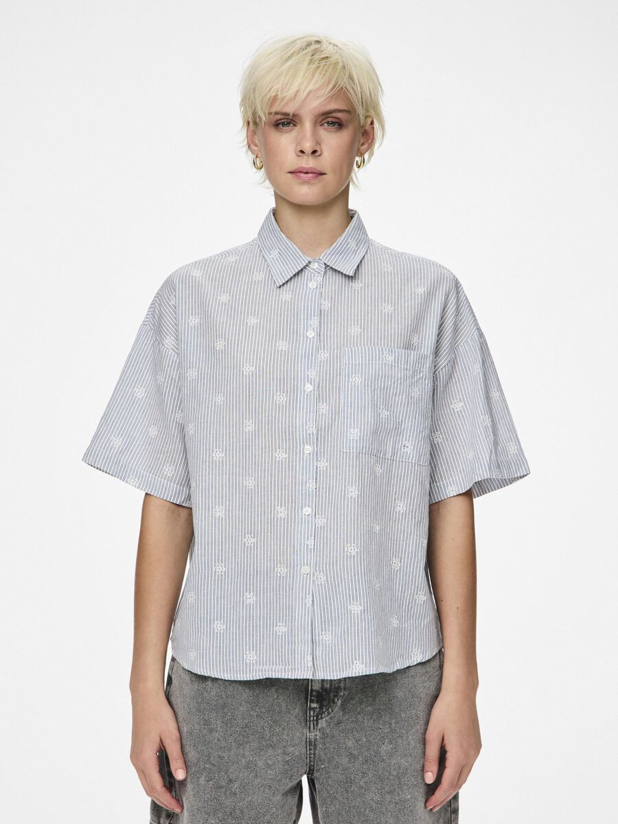 Pieces PCEMMA 2/4 SHORT SLEEVED SHIRT, Poseidon, highres - 17152065_Poseidon_1137402_003.jpg