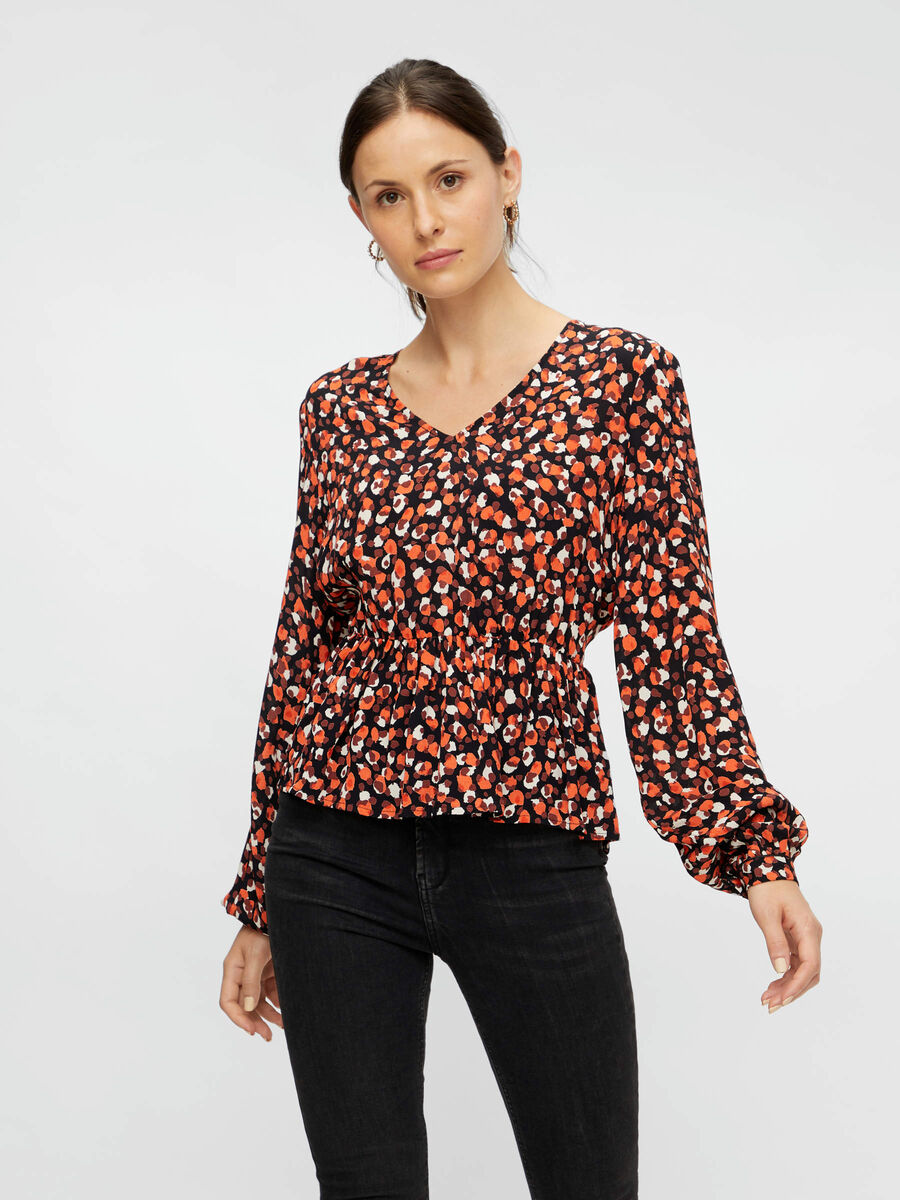 Pieces PRINTED LONG SLEEVED TOP, Black, highres - 17108751_Black_810813_003.jpg