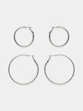 Pieces 2-PACK HOOP EARRINGS, Silver Colour, highres - 17098816_SilverColour_001.jpg