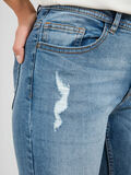 Pieces MID WAIST DESTROYED SKINNY FIT JEANS, Light Blue Denim, highres - 17087985_LightBlueDenim_008.jpg