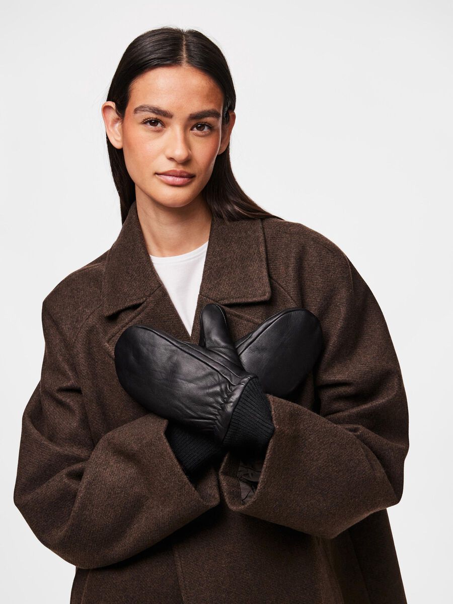 Pieces PCNELLIE  LEATHER MITTENS, Black, highres - 17151062_Black_003.jpg