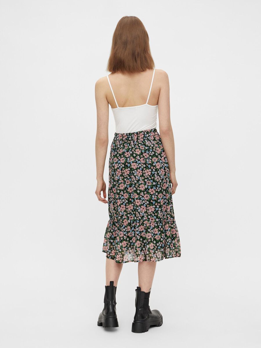 Pieces FLORAL PRINTED MIDI SKIRT, Black, highres - 17115372_Black_870934_004.jpg