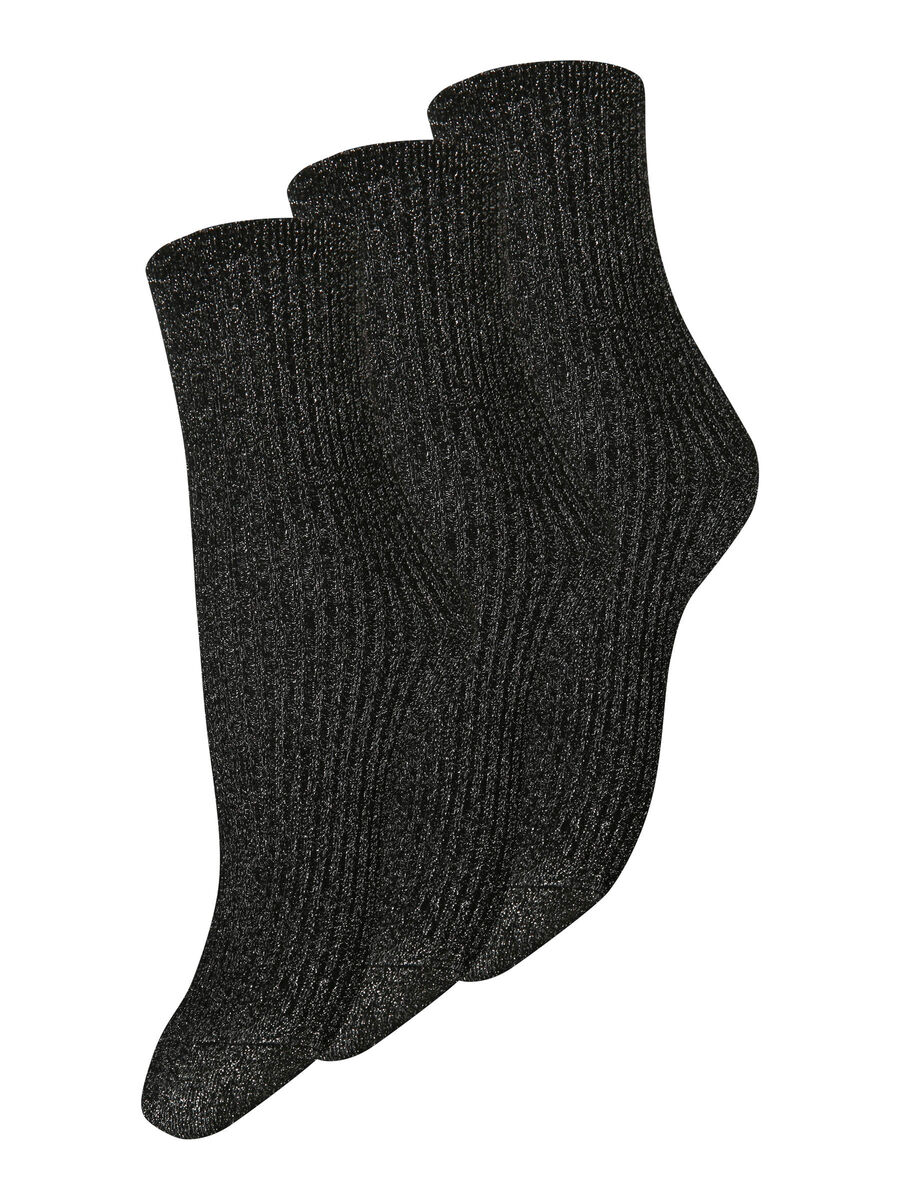 Pieces 3-PACK GLITTER SOCKS, Black, highres - 17097951_Black_714898_001.jpg