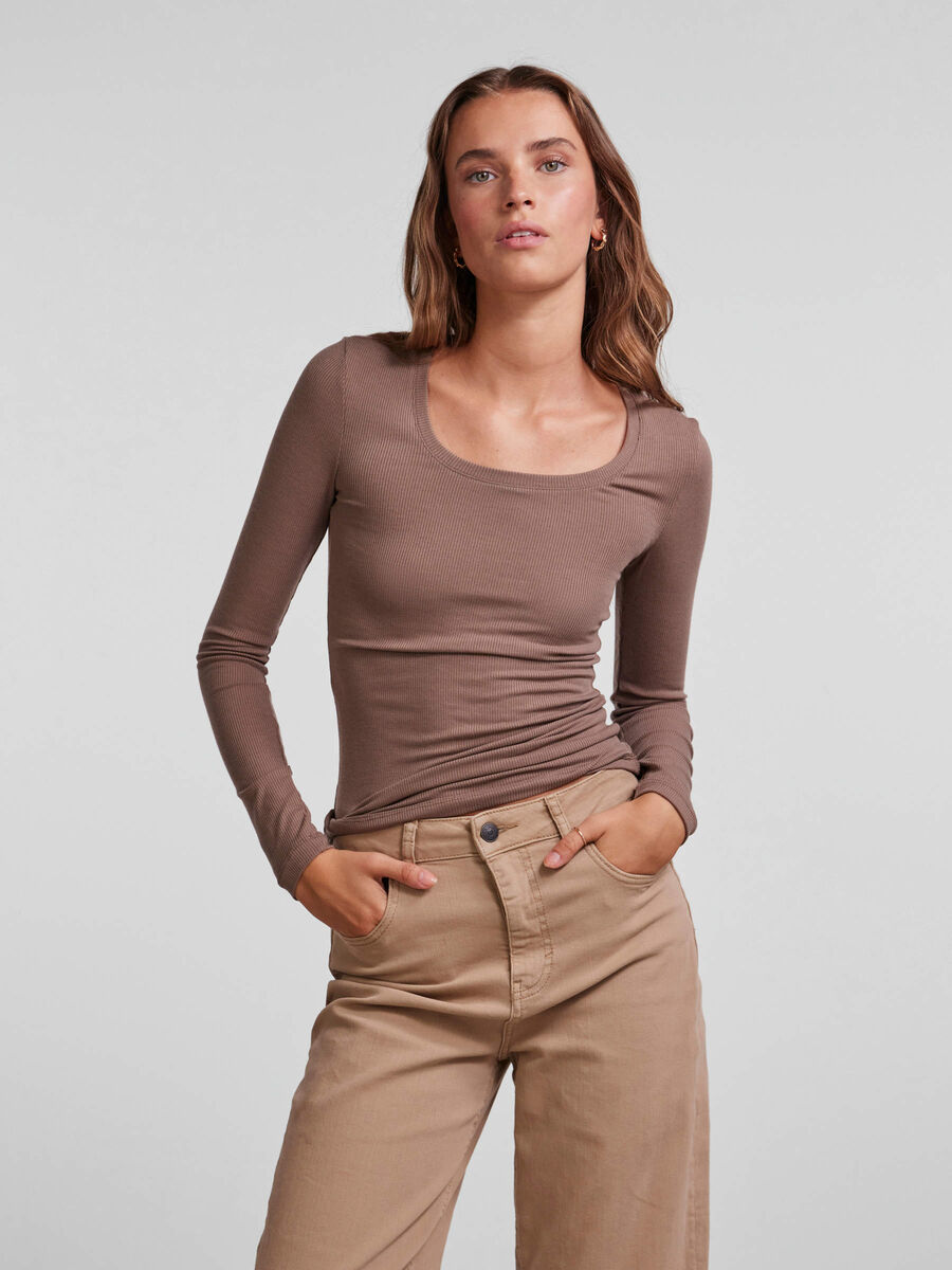 Pieces LONG SLEEVED TOP, Fossil, highres - 17110548_Fossil_003.jpg