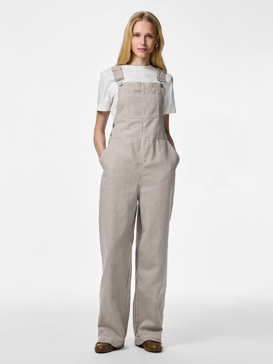 Carousel image - PCALLO STRIPED DUNGAREES, Greige | 3