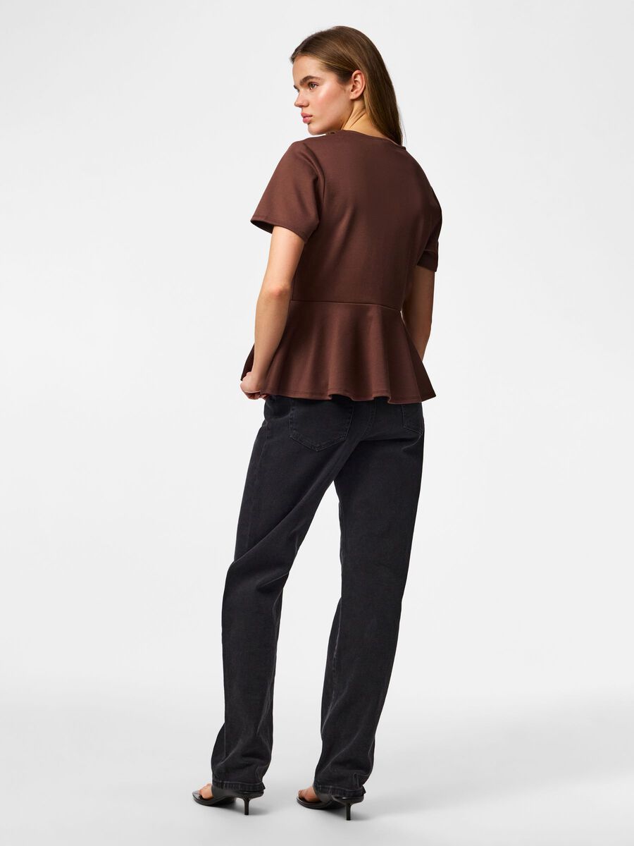Product carousel image - PCALISA PEPLUM BLOUSE, Chicory Coffee | 2