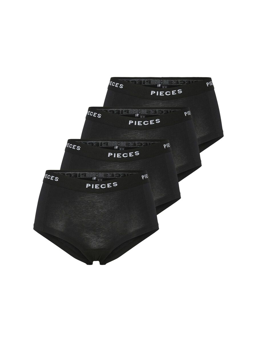 Pieces PCLOGO LADY 4-PAKNING BOXERSHORTS, Black, highres - 17106857_Black_001.jpg