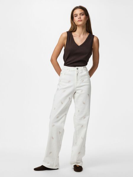 Pieces PCVIOLET MW  STRAIGHT FIT JEANS, Cloud Dancer, highres - 17166203_CloudDancer_1282196_005.jpg