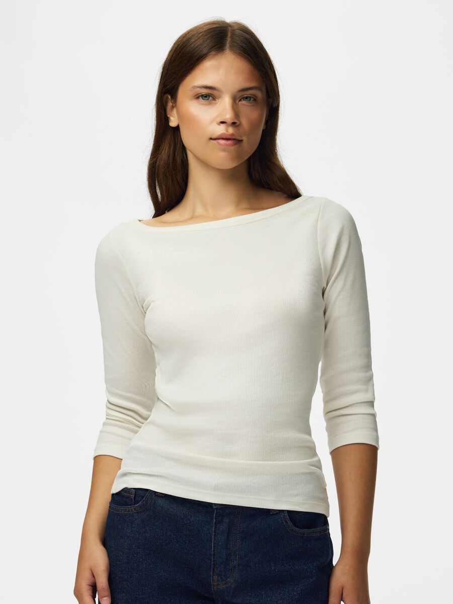 Product carousel image 1 PCBELLA 3/4 BOATNECK TOP, Coconut Milk