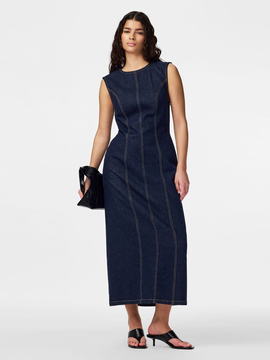 Product carousel image - PCFRANNA DENIM MIDI DRESS, Dark Blue Denim | 1