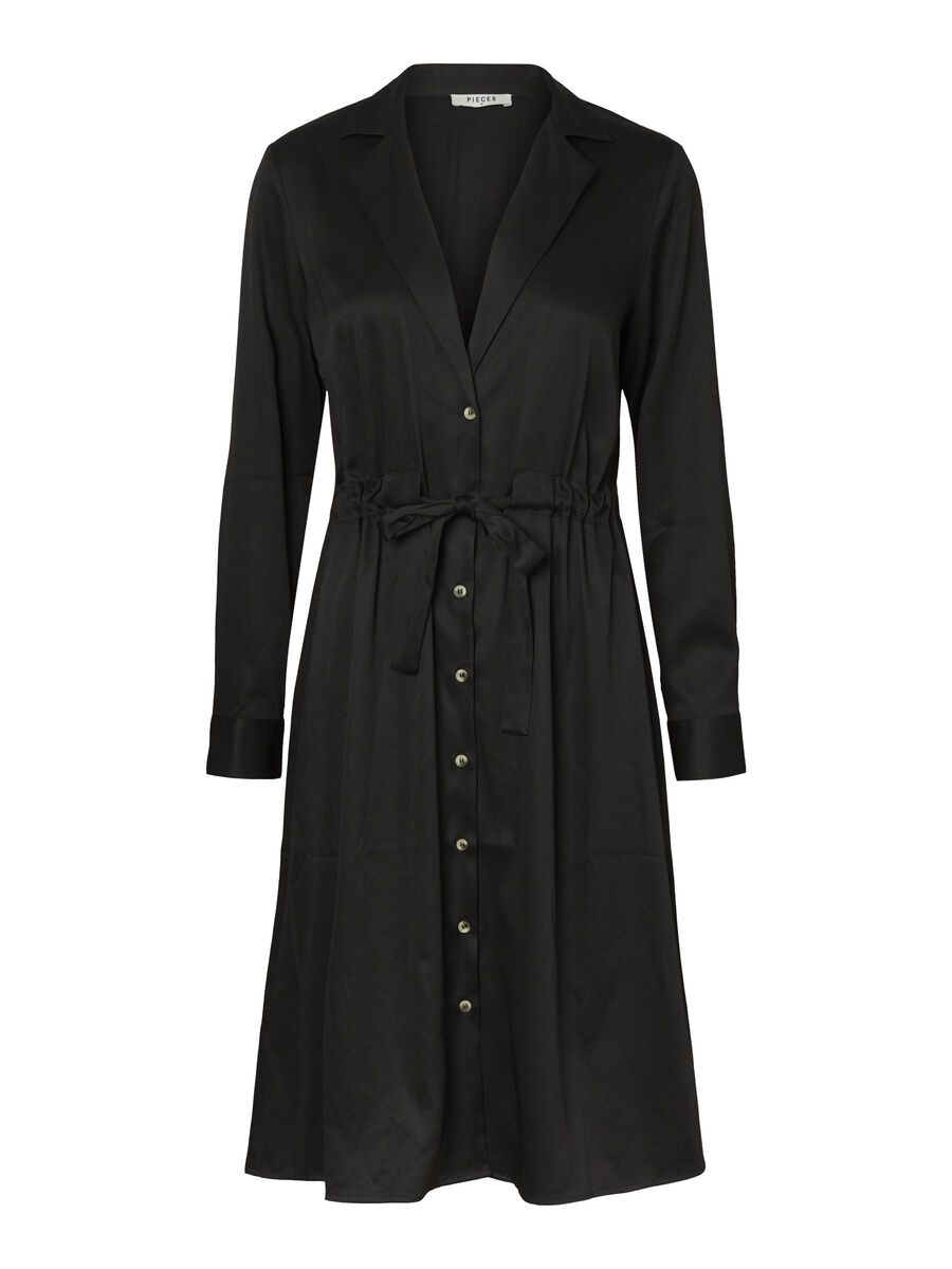 Carousel image - LANGE MOUWEN HOORNEN KNOOP JURK, Black | 4