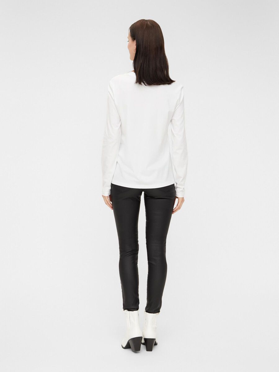 Pieces BASIC TOP MED LANGE ÆRMER, Bright White, highres - 17110532_BrightWhite_839732_004.jpg