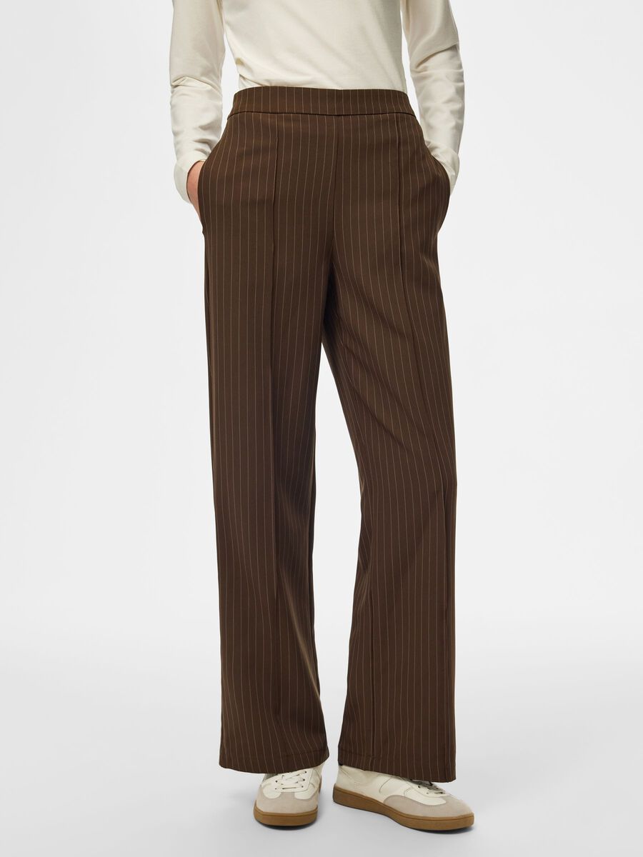 Product carousel image 1 PCBOZZY STRIPED WIDE-LEG TROUSERS, Hot Fudge