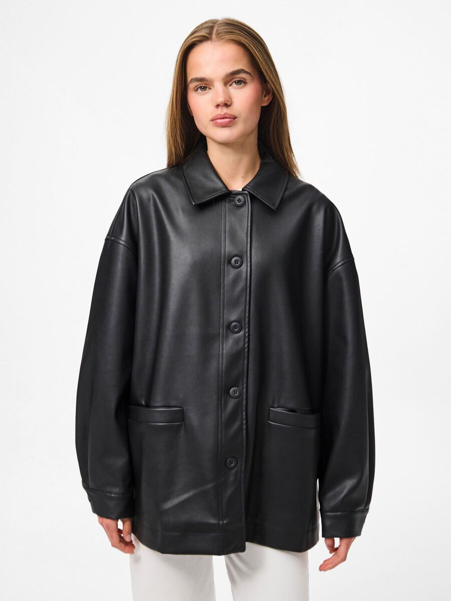 Pieces PCJAMILLA FAUX LEATHER JACKET, Black, highres - 17158956_Black_003.jpg