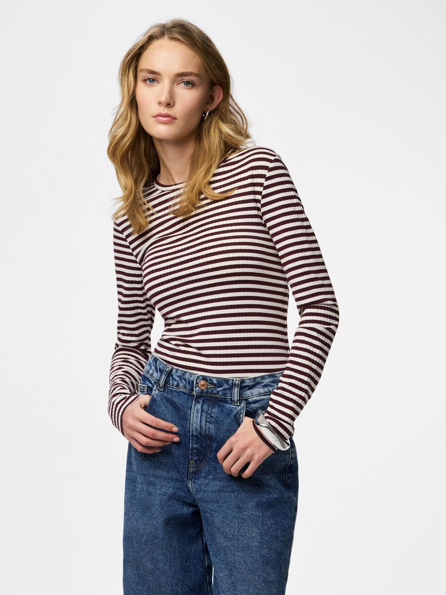 Product carousel image - PCLAYA STREIFEN OBERTEIL MIT LANGEN ÄRMELN, Tawny Port | 1
