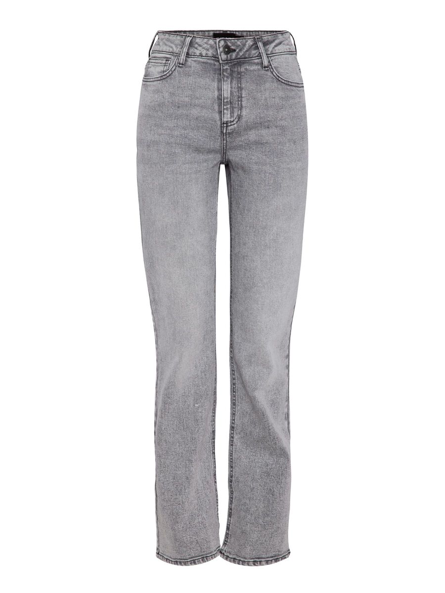 Pieces PCKELLY MW STRAIGHT FIT JEANS, Light Grey Denim, highres - 17154640_LightGreyDenim_001.jpg