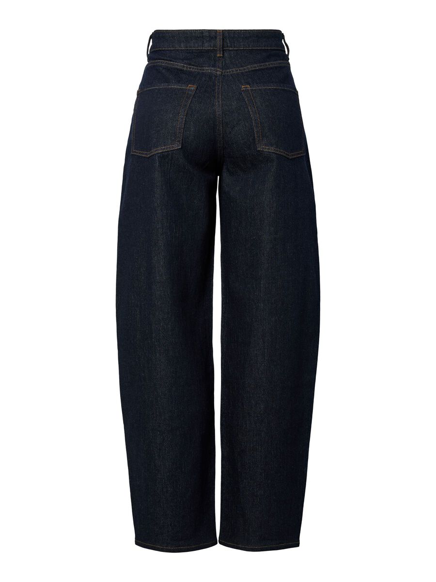 Product carousel image - PCGRACE MW BARREL FIT JEANS, Dark Blue Denim | 2