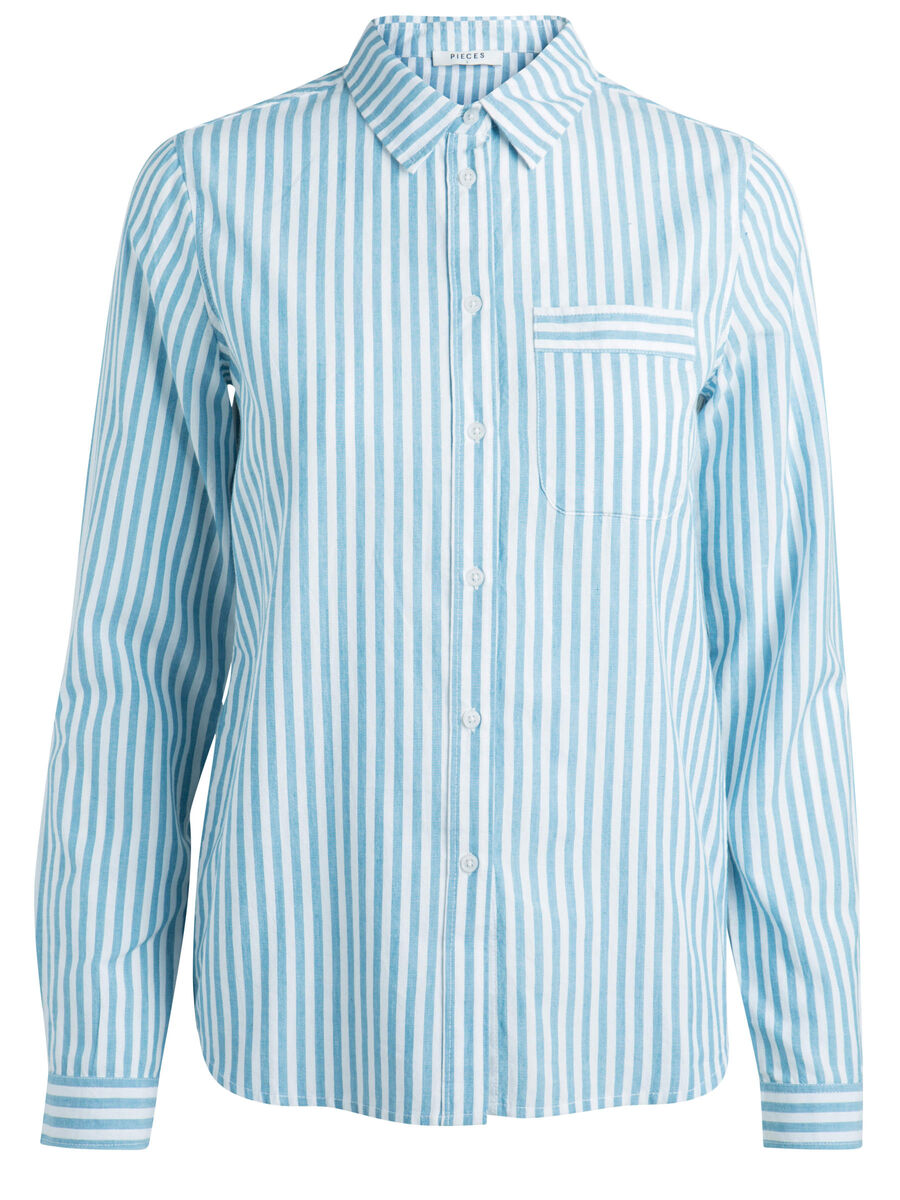 Pieces STRIPED LONG SLEEVED SHIRT, Niagara, highres - 17080361_Niagara_001.jpg