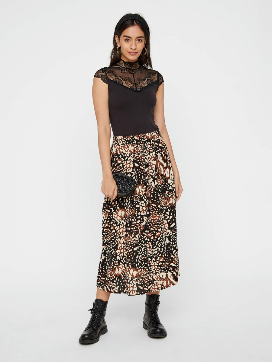 Pieces PRINTED VISCOSE MIDI SKIRT, Black, highres - 17099507_Black_717922_005.jpg