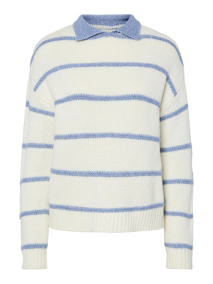 Pieces PCTRACY POLO KNITTED PULLOVER, Cloud Dancer, highres - 17160524_CloudDancer_1215958_001.jpg