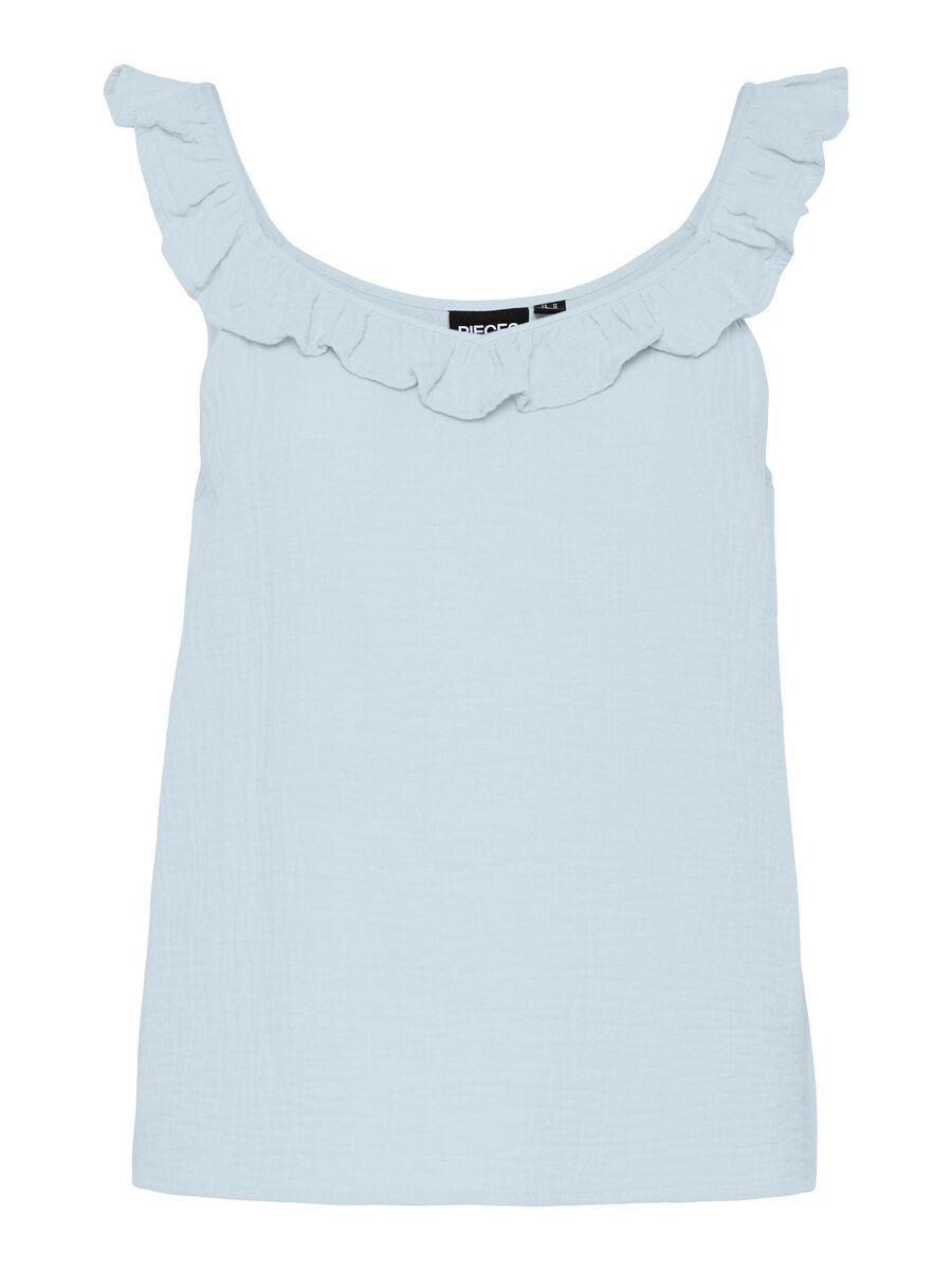 Pieces PCSASTINA MUSSELIN SLEEVELESS TOP, Cashmere Blue, highres - 17156479_CashmereBlue_001.jpg