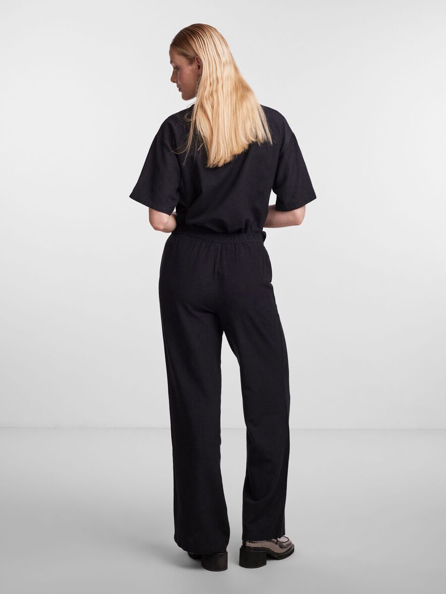 Pieces PCMILANO LINEN-BLEND TROUSERS, Black, highres - 17140963_Black_004.jpg