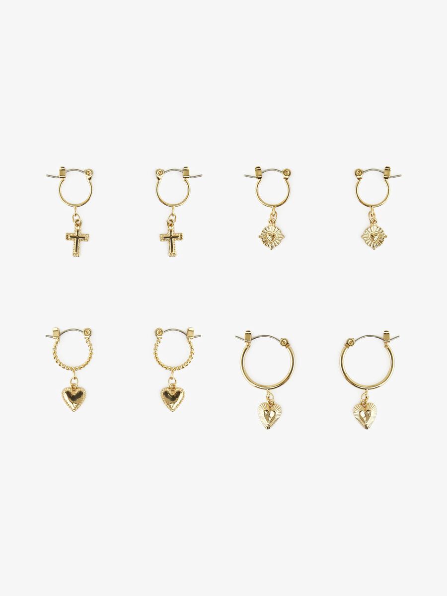 Pieces 4-PAK ØRERINGE, Gold Colour, highres - 17112806_GoldColour_844450_001.jpg