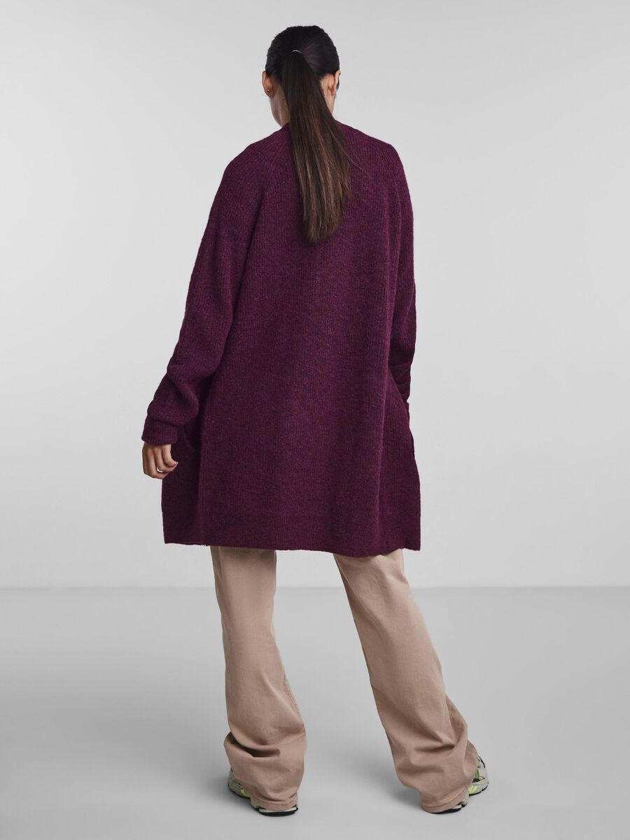 Pieces LONGLINE CARDIGAN, Grape Wine, highres - 17098266_GrapeWine_004.jpg