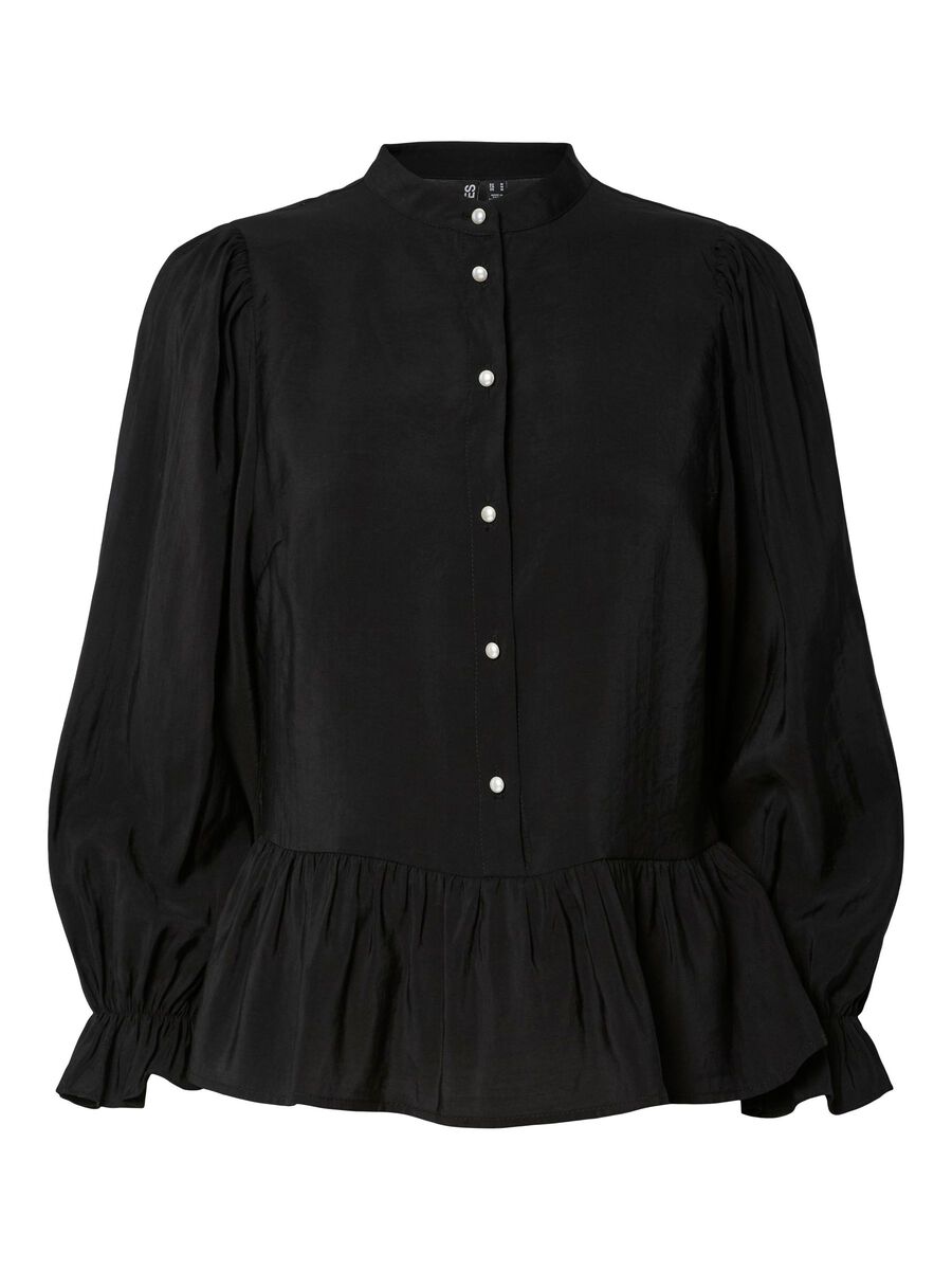 Pieces PCNESSA PEPLUM LONG SLEEVED BLOUSE, Black, highres - 17160180_Black_001.jpg