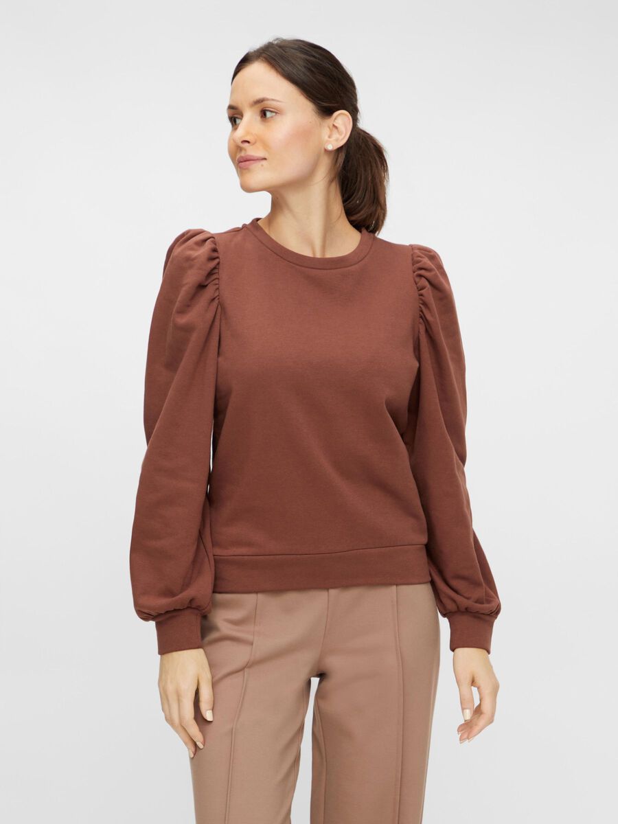 Pieces MANCHES BOUFFANTES, COTON SWEAT-SHIRT, Root Beer, highres - 17106314_RootBeer_003.jpg