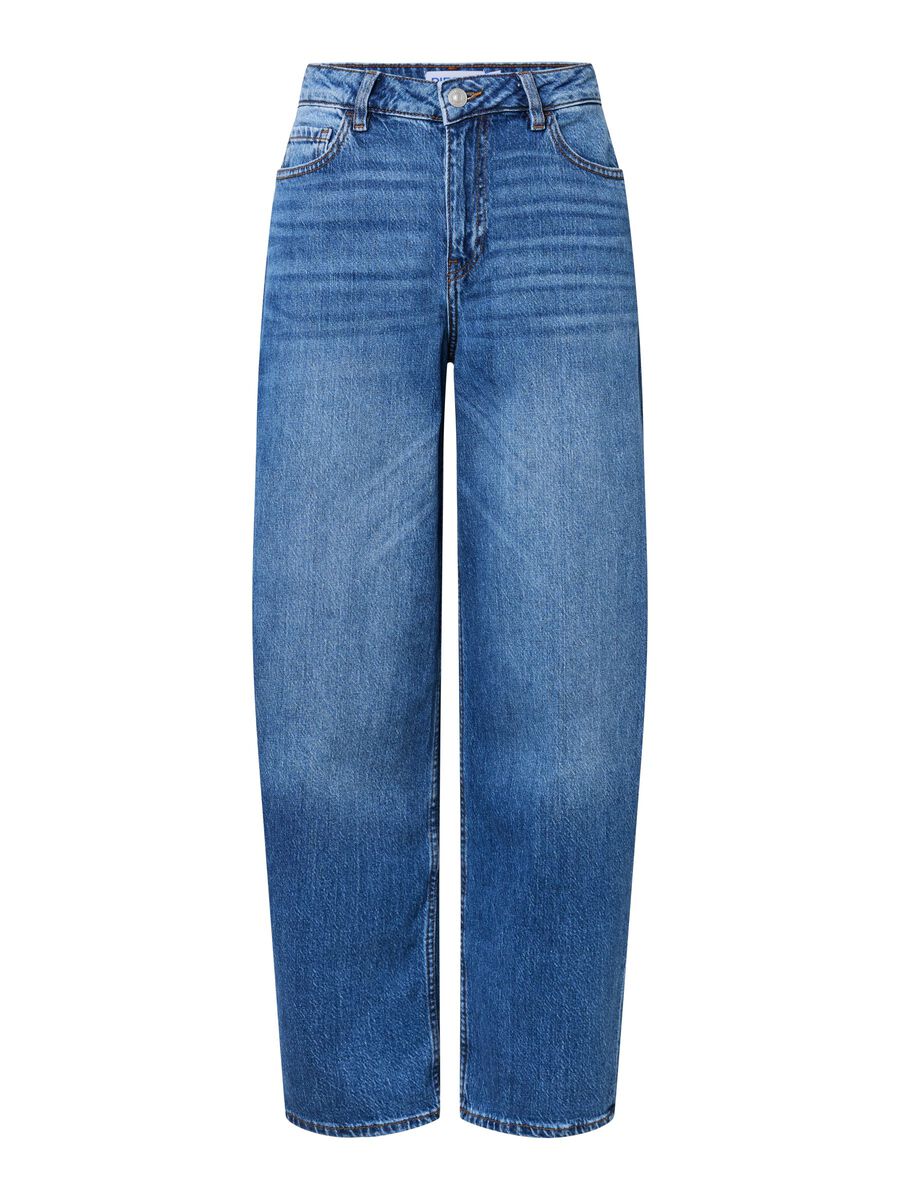Product carousel image - PCGRACE MW BARREL FIT JEANS, Medium Blue Denim | 1