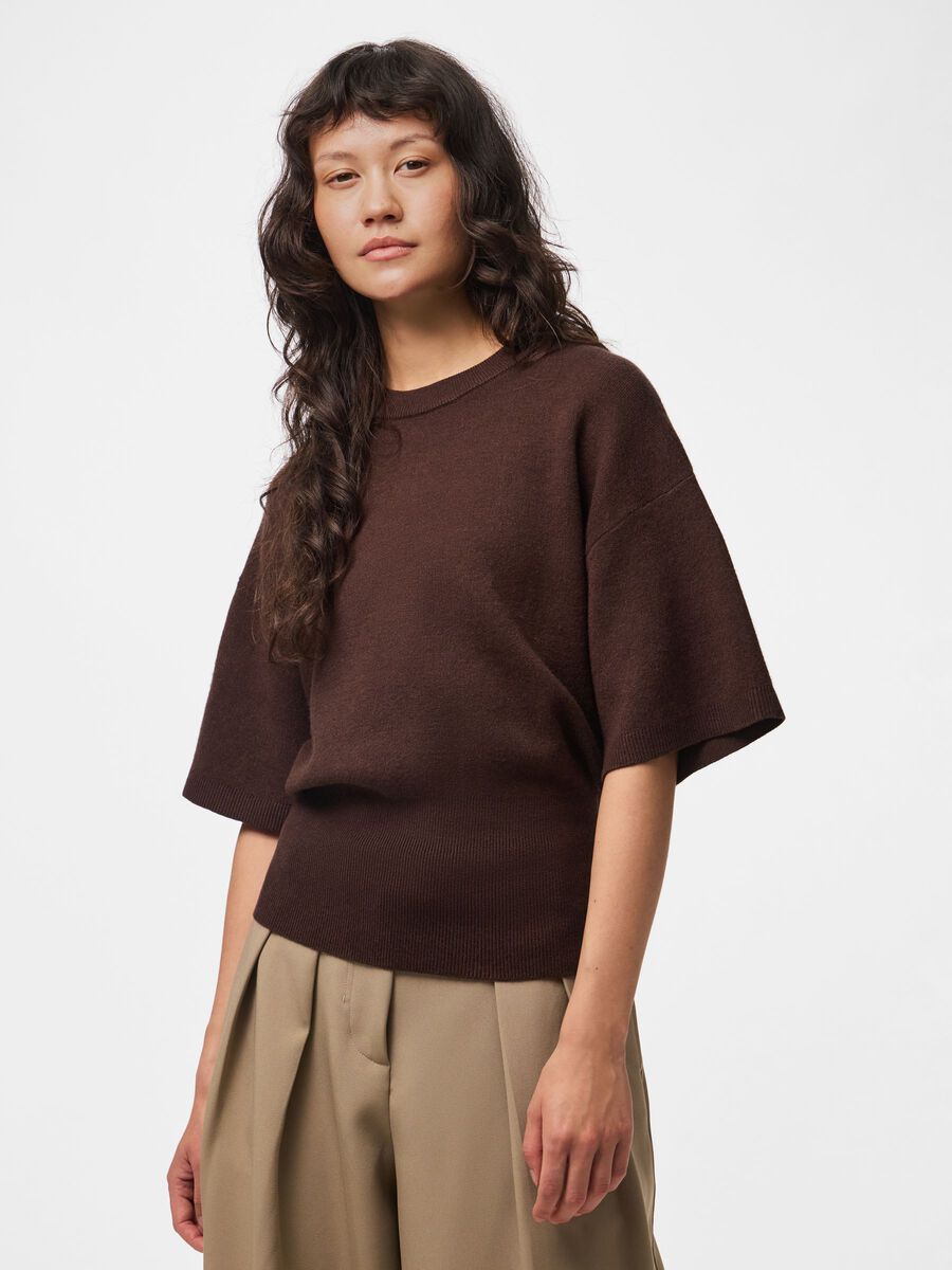 Product carousel image 1 PCJASSY - MAILLE T-SHIRT, Hot Fudge