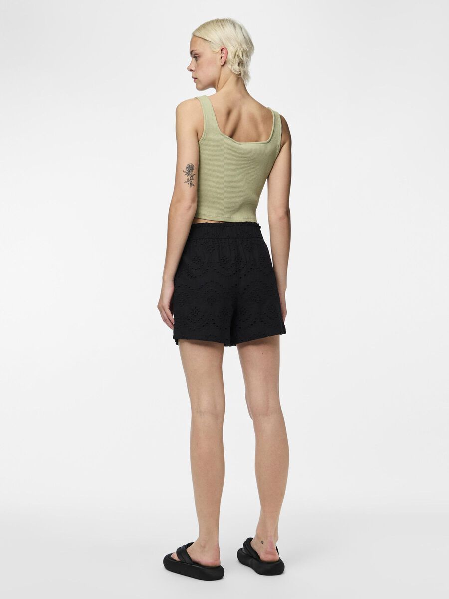 Pieces PCVILDE BRODERIE ANGLAISE  SHORTS, Black, highres - 17154745_Black_004.jpg